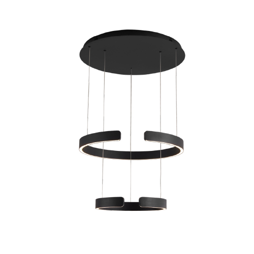 Colgante doble de aliminio con aros de 60 y 40cm de diámetro led 50+30W